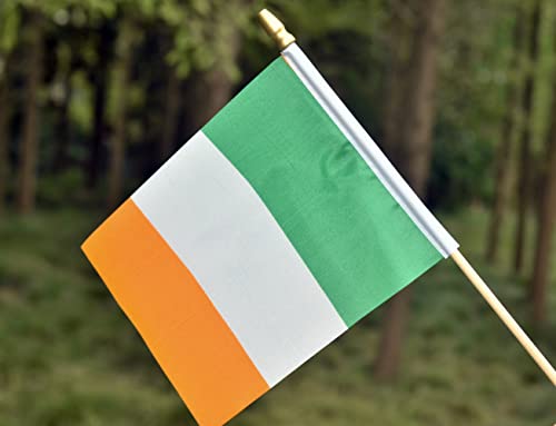 25Pack Small Ireland Flag Handheld Mini Irish Flag on Stick 5x8 Inch - color: Ireland