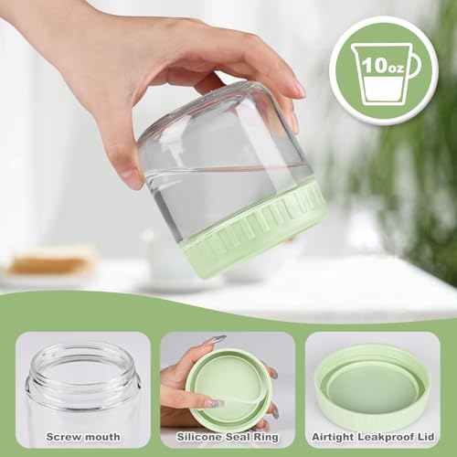 SHOWIN Overnight Oats Containers with Lids, 10oz Glass Jars with Lids 8 pcs, Wide Mouth Mason jars for Salad, Yogurt, Snacks, Meal Prep - color: Multicolor, size: 10oz-8pc