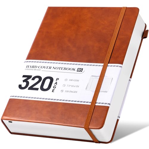 CAGIE Journal Notebook for Men Women Brown- B5 Large Journaling Notebooks Journals Leather for Writing Work Diary Hardcover Thick - color: Brown, style: Lined B5