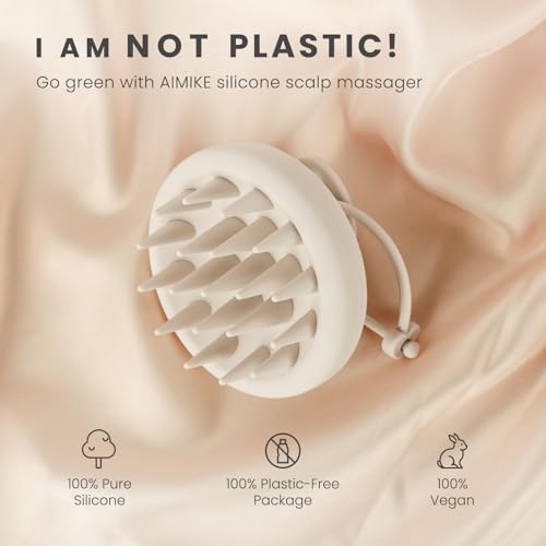 AIMIKE Scalp Massager Shampoo Brush, Soft Silicone Scalp Scrubber - color: Oatmeal