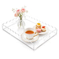 Scalloped Clear Acrylic Serving Tray with Handles, 15 x 10 Inch - size: 15" x 10" x 2"