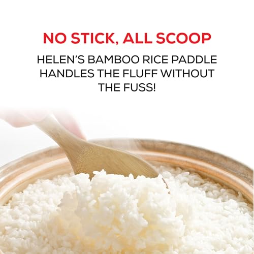 Helen’s Asian Kitchen Bamboo Rice Paddle Cooking Utensil, 9-Inch - style: Bamboo