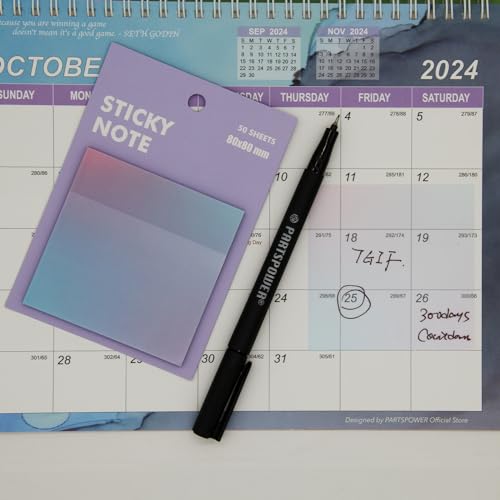 Gradient Transparent Sticky Notes, 8x8 cm See Through Notes for Annotating Bible Journaling Office Supplies, 50 Sheets/Pad, 4 Pads