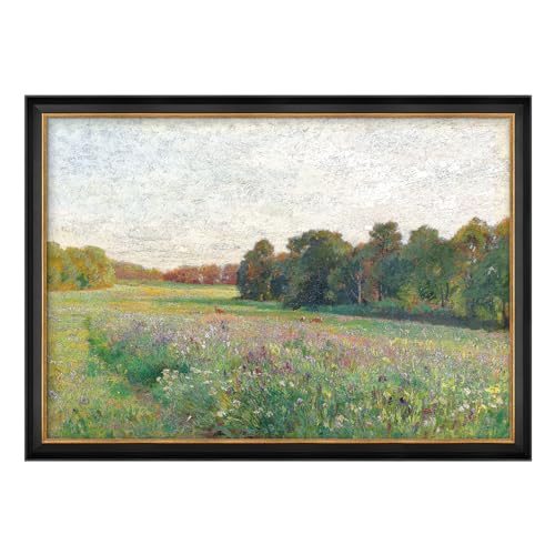 MUDECOR Premium Framed Wall Art Vibrant Spring Summer Flower Forest Nature Wilderness Illustrations Fine Art Decorative Landscape for Living Room, Bedroom, Office - 26"x36" Black - color: A07-2308-est19, size: 36"L x 26"W, style: Black Frame