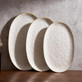 famiware Serving Platters Set of 3 Sizes - Oval, Matte White - color: Matte White