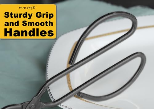 HINMAY 10" 13" Stainless Steel Kitchen Scissor Tongs, Set of 2 - color: Black