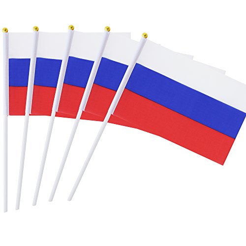 Kind Girl 25 Pack Hand Held Small Mini Flag Russia Flag Russian Stick Flag Round Top National Country Flags,Party Decorations Supplies for Parades,World Cup,Festival Events,International Festival - color: Russia