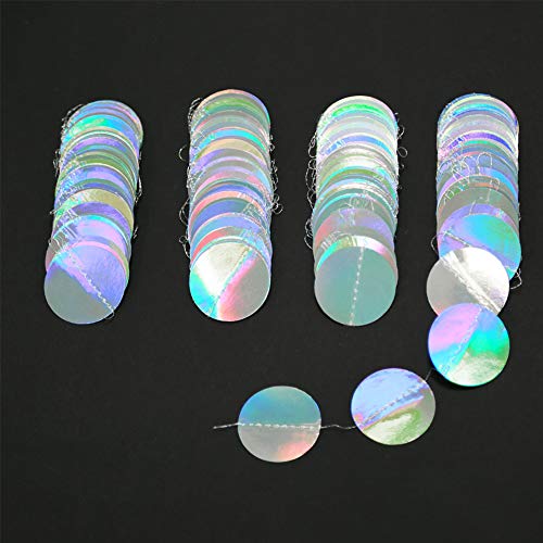 Cheerland Iridescent Party Decorations Holographic Circle Garlands Disco Theme Birthday Decorations Bachelorette Hanging Streamers Banner Graduation Decor Euphoria Karaoke Music Party Backdrop