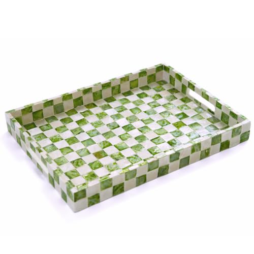 CHI AN HOME 16"x12" Capiz Serving Tray, Decorative Coffee Table Tray, Green - color: Pistachio Green