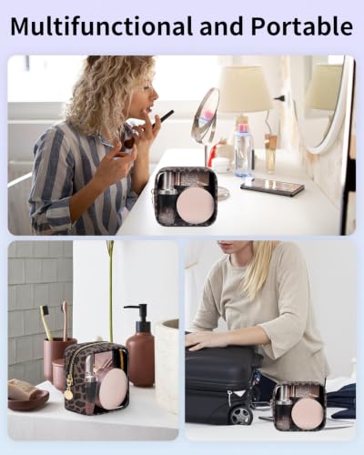 Clear Makeup Bag for Purse, Mini Make Up Bag, Brown Leopard Print - color: Brown Leopard Print