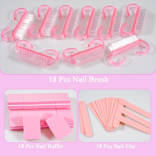 18 Set Disposable Manicure Kit Set, Press On Nail Tool Kit (Pink) - color: Pink