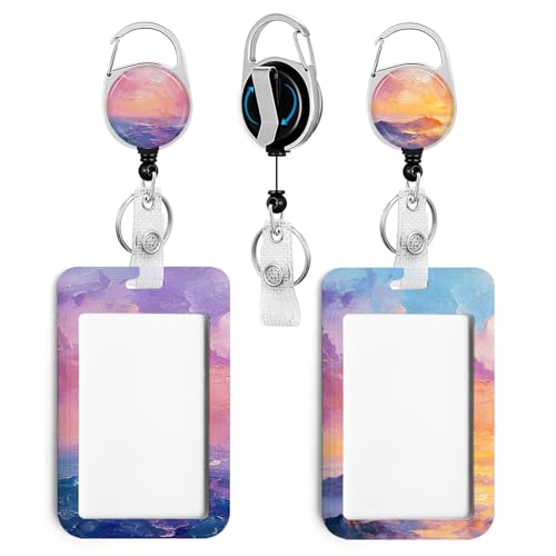 2 Pack Modern Art ID Badge Holder with Clip Badge Reels - color: 2 Pack-modern Art 2