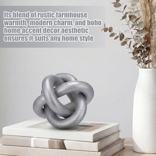 Yalikop 3 Link Wood Knot Decor Rustic Table Shelf Accents, Silver - color: Silver