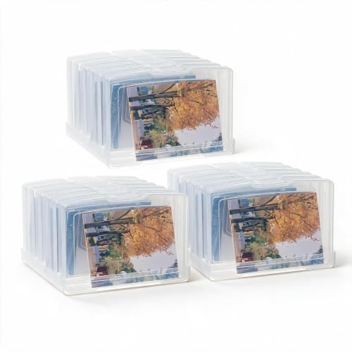 novelinks 6 Pcs 4"x6" Plastic Photo Storage Boxes with Tray (Clear 3Pack) - color: Clear 3 Pack