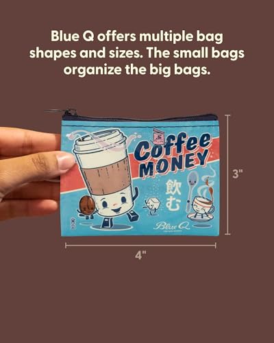 Blue Q Coin Purse - Cute Coin Pouch for Men & Women, Small Pouch Organizer - color: Coffee Money