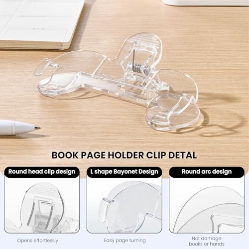 Transparent Book Page Holder for Reading, Large Book Clip, Journal Clip - color: Transparent