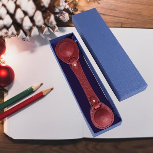 Leather Weighted Book Page Holder for Women Men, Book Weight Page Holder for Book Lovers, Book Accessories Gift for Reading Lovers (Red) - color: 03-wine