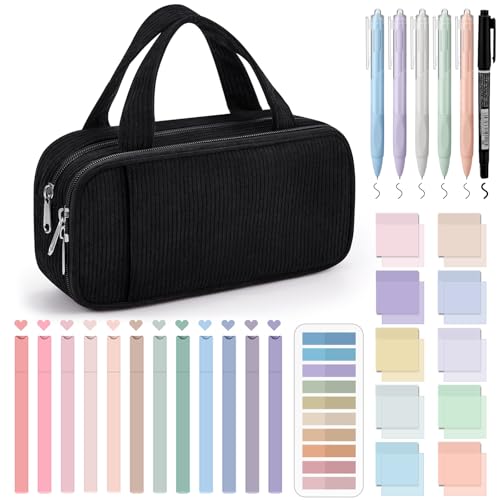 Jutom 39 Pcs Aesthetic Book Annotation Kit,Black,Classic Style - color: Black, style: Classic Style