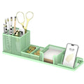 Pen Holder for Desk, 6-Piece Mesh Desk Organizer with Phone Holder, Green - color: Green