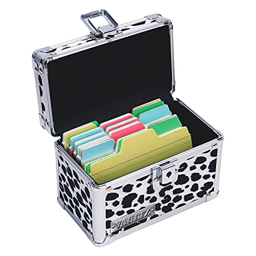 Vaultz Lockable Index Card Holder - Flash Card Organizer for Recipes, Passwords or Studying Holds 350 3x5 Notecards - Index Card Box Study Accessories, Black and White Leopard - color: Black and White Leopard, size: 3 X 5 Inch