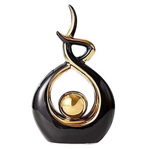 Norrclp Home Decor Modern Abstract Art Ceramic Statue Table Decorations - color: Black and Gold, size: Small
