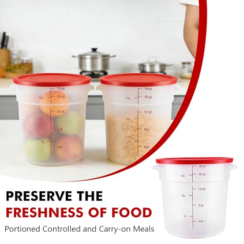 2 Pack Square Food Storage Container With Lid,12-22 Quart Commercial Storage Box With Scale & Handle,Cake Making,Dough Marinating Meat,Kitchen Supplies (polypropylene, Round 18 Quart) - color: Polypropylene, size: Round-16 Quart