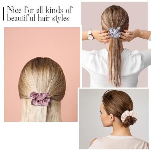 Hoteam 200 Pcs Satin Hair Scrunchies Bulk Ponytail Holders, Brown - color: Brown