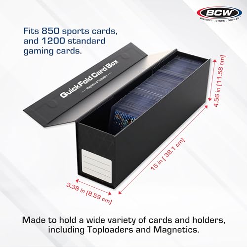 BCW QuickFold Card Boxes for Toploaders and Magnetics, Magnetic Lid, 3 Pack - size: 3 Pack