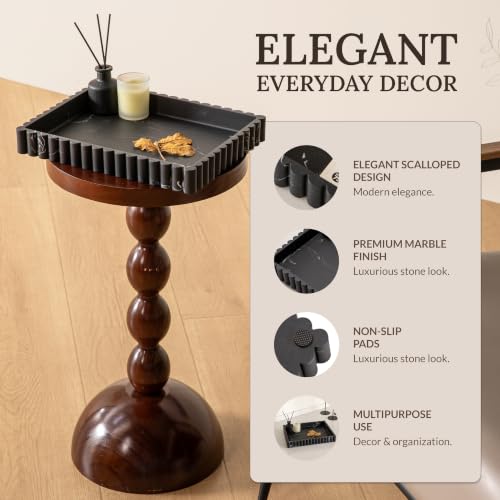12" Black Resin Decorative Tray, Home Decor for Coffee Table - color: Black White