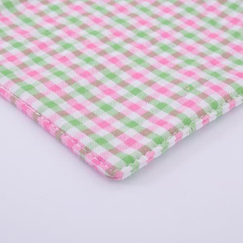 RUTH&BOAZ Plaid, Embroidery 100% Cotton Fabric Coasters for Drinks and Home Dinners/Set of 6/4" Square (Seersucker Green) - color: Seersucker Green