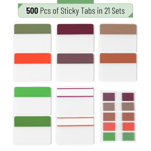 Mr. Pen- Sticky Index Tabs, 500 Pcs, 21 Sets, Colorful - color: Beetroot