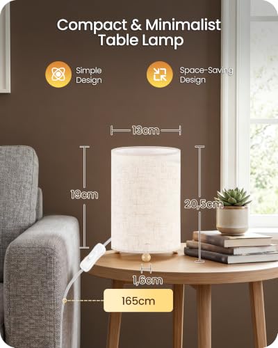 Small Table Lamps Set of 2, 8.1" Bedside Lamps Set 2 for Bedroom - color: Beige