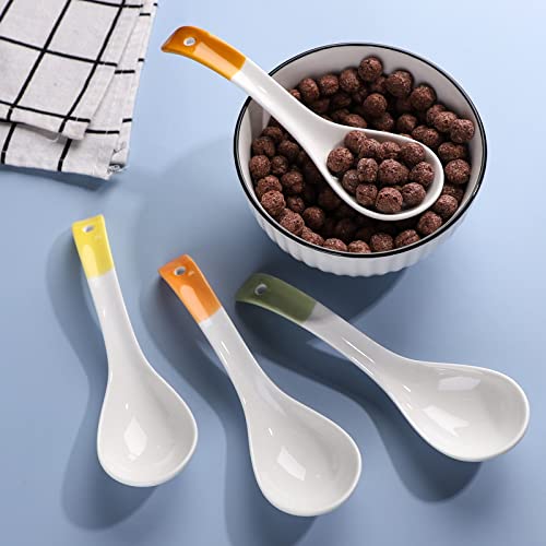 Ceramic Dessert Spoons Set Long Handle Cereal Spoon Korean Porcelain Spoons