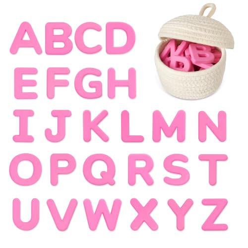 JoyCat Silicone Magnetic Alphabet Letters, 26 Uppercase (Pink) - color: Pink Color