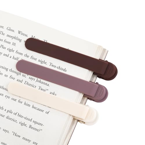 3Pcs Bookmark Book Marks, Silicone Book Marks for Reading Women Men Kids Book Lovers, Automatic Book Mark Smart Book Marker Clip Page Holder Reading Accessories School Supplies Gifts for Students - color: 1 Dark Coffee + 1 Light Coffee + 1 Milky White