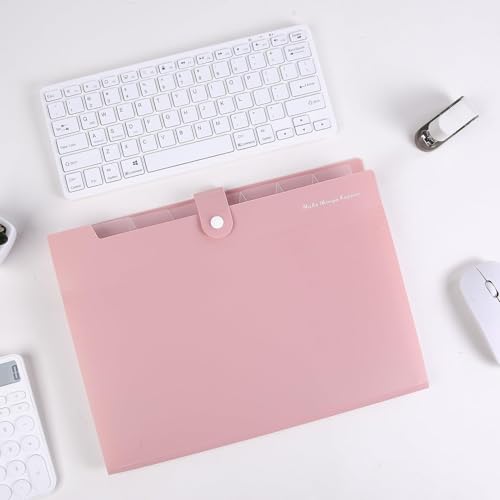 SKYDUE 8 Pockets Expanding File Folders, Accordion Folders, Portable Paper Bill Receipt Organizer, Letter Size, Home College School Office Supplies, Pink - color: Pink