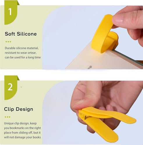 3Pcs Automatic Bookmark, Book Marks for Reading Women Men Kids Book Lovers, Silicone Auto Book Mark Bookmarks for Reading, Unique Smart Book Marker Bookmark Clip Page Holder Accessories - color: 1 Blue + 1 Red + 1 Yellow