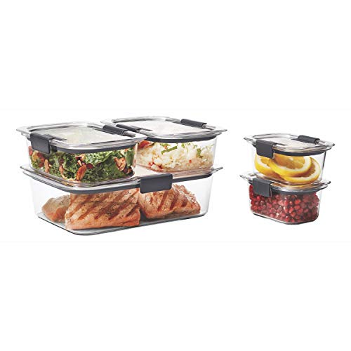 Rubbermaid Brilliance Food Storage Containers, Set of 5 (10 Pieces), BPA-Free, Leak-Proof, Clear - size: 10-Piece