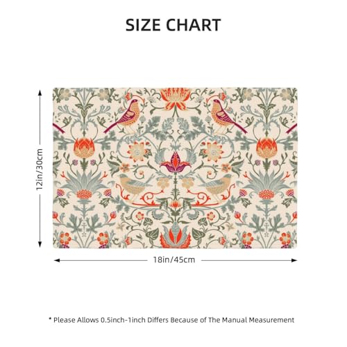 Watercolor Flowers Birds Placemats Set of 4 12x18 Inch - color: Multicolor, size: Set of 4
