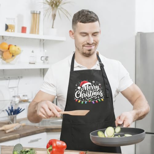 Funny Apron for Men Women,Humorous Kitchen Apron- Grilling Cooking BBQ Accessories, Gift for Dad Husband - color: Christmas Hat