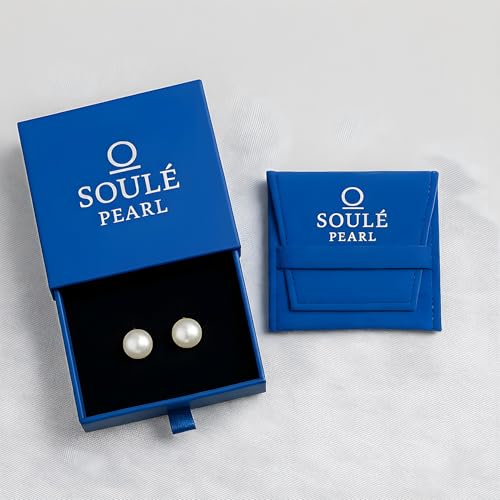 Real Freshwater Pearl Stud Earrings for Women, Hypoallergenic - color: Rhodium Plated, size: 6.0-6.5mm