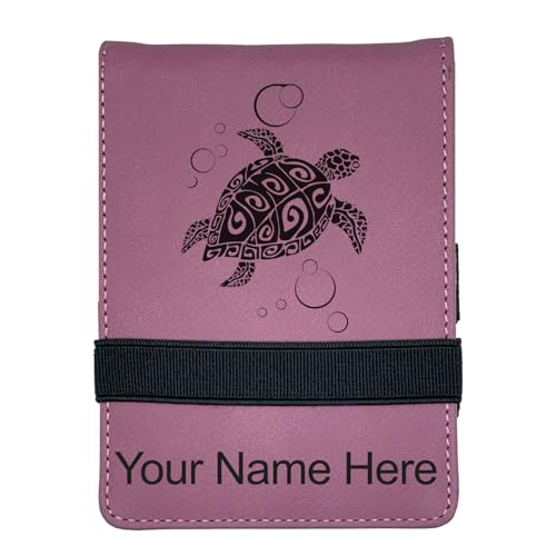 LaserGram Mini Padfolio with Notepad and Pen, Hawaiian Sea Turtle, Personalized Engraving Included (Pink) - color: Pink