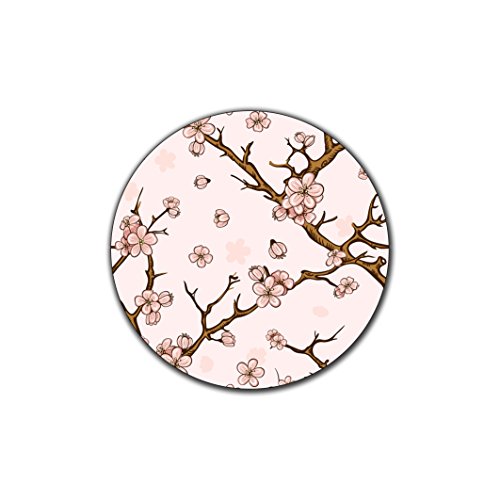 Cherry Blossom Pattern Round Coaster Set of 4- Made of Recycled Rubber - color: Cherry Blossom Pattern Round
