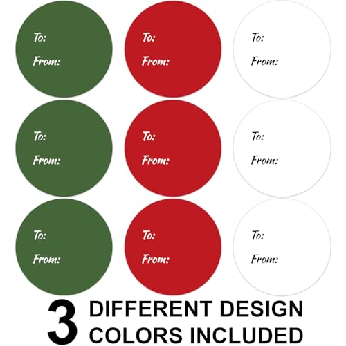 Whaline 315Pcs Christmas Paper Gift Tag Sticker 2.5 Inch Red Green White Circle Present Sticker to and from Self Adhesive Blank Seal Label for Gift Party Favor Marking, 3 Colors - color: Christmas