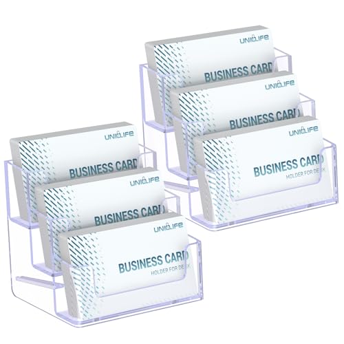 Uniclife 2 Pack Acrylic Business Card Holder for Desk, 180 Card Capacity - color: 3 Slot, size: 2 Pack