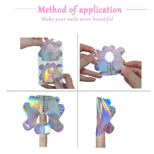 100PCS Nail Form Laser Pink Acrylic Nail Extension Sticker, Poly Gel Sticker,Nail Extension Forms,Self-Adhesive Nail Tips Guide Stencil Manicure Tool - size: 100 Count (Pack of 1)