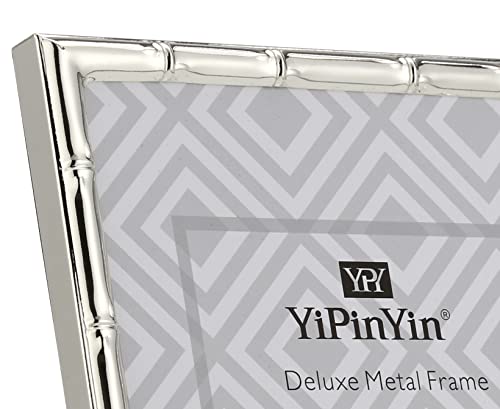 YiPinYin 5x7'' Bamboo Detail Designs Silver Metal Picture Frame 2pack,Elegant Silver Plated Baby Nurse Photo Frames 5x7'' With Soft Touch Velvet Backing for Desktop and Wall Décor - color: Silver, size: 5x7Inch 2PK