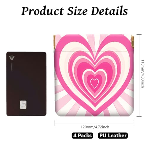 Peacoblue cute love heart Coin Purse,PU Leather Squeeze Pouch 4PCS - style: Cute Love Heart