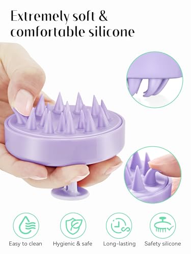 HEETA Scalp Massager Hair Growth Scrubber for Dandruff Removal Hair Care - color: Light Purple