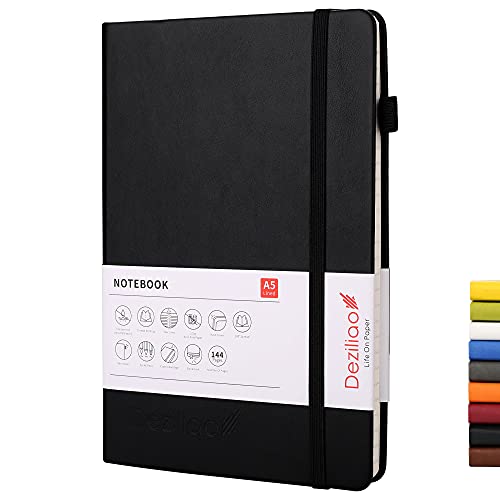 Lined Journal Notebooks with Pen Loop, Hardcover Notebook Journal for Work, 100Gsm Premium Thick Paper with Inner Pocket, Medium 5.7"x8.4", （Black, Ruled） - color: Black, size: 1 Pack